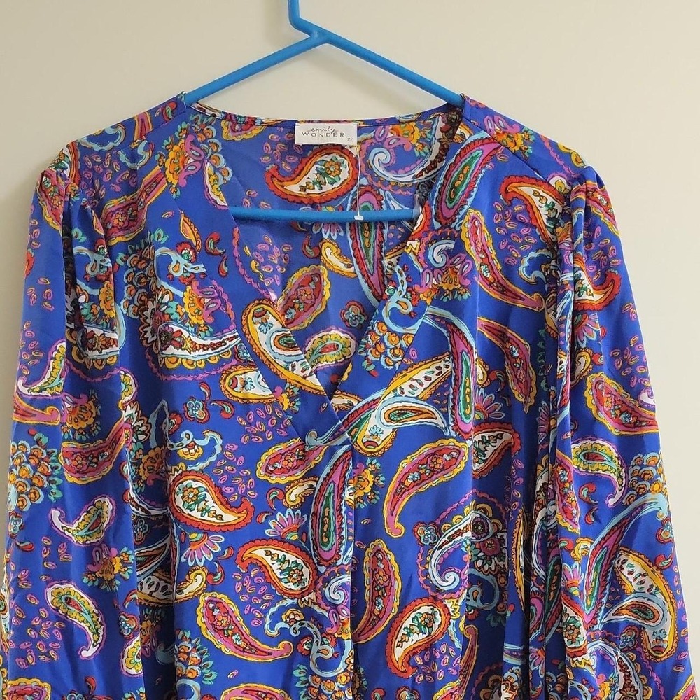 Emily Wonder Long Sleeve w. elastic at end.  Paisley Top Size:S